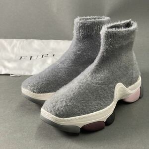 04A14 { beautiful goods } FURLA Furla shaggy is ikatto sneakers 35 gray socks boots Italy made lady's shoes sneakers 