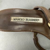 ◯2A23 MANOLO BLAHNIK マノロブラニク トングサンダル 35 1/2 ブラウン ゴールド 金具 シューズ 靴 夏物 レディース_画像7