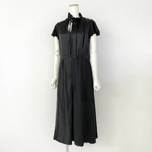 048a30 BALENCIAGA Balenciaga silk frill dress One-piece black SILK DRESS party one piece lady's 