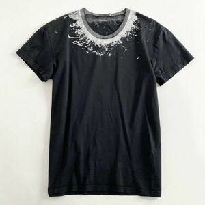 01a31 Dior HOMME Dior Homme воротник принт Tee короткий рукав футболка S черный cut and sewn внутренний Christian Dior 