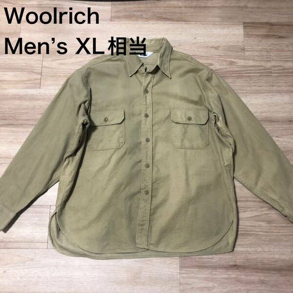 【送料無料】70s USA製WOOlRICH 長袖シャツ　ベージュ　メンズXLサイズ相当　ウールリッチ