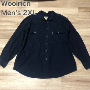 【送料無料】Woolrichコットン長袖シャツ　ネイビー　メンズ2XLサイズ　ウールリッチ