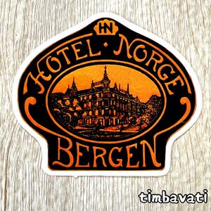 新品【ドイツ】 ノルゲ ホテル　ベルゲン ノルウェー　　ステッカー　B256