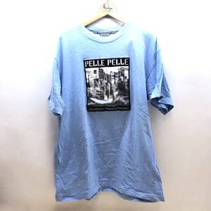 ★pelle pelle ペレペレ プリントTシャツ XL ブルー 水色 カジュアル ファッション アパレル 中古品★K01080