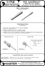 1/72 マスター　M3 リー/グラント用 75mm(短砲身) & 37mm M6砲身_画像4