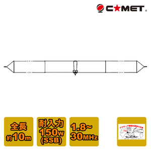 CHA-BroadWire 2300 コメット 7MHz帯に特化した無調整ブロードバンドHFワイヤーダイポールアンテナ 1.8〜30MHz