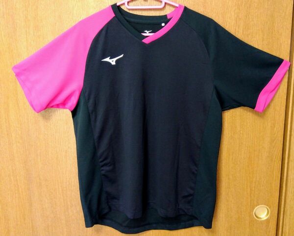 MIZUNO 卓球ゲームシャツ ブラック×ピンク サイズ(L)