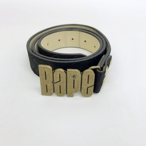  A Bathing Ape BAPE Logo buckle suede leather belt camouflage type pushed . Street men's S size A BATHING APE attire DF10701#