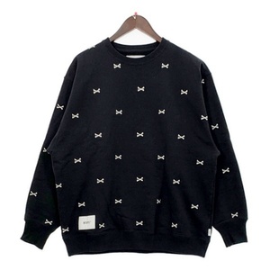 WTAPS 22AW ACNE SWEATER クロスボーン刺繍 クルーネック スウェット トレーナー 222ATDT-CSM25 裏起毛 ダブルタップス トップス DM10782■