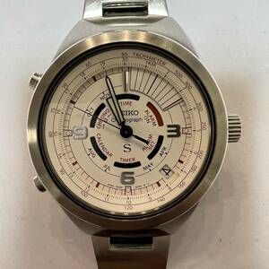 稼働品 美品 SEIKO セイコー 6M26-6020 クォーツ QZ デイト クロノグラフ 白文字盤 メンズ 腕時計