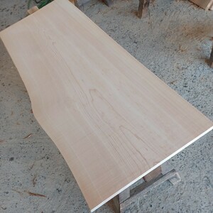 A-1577 【110×42.2～44.5×2cm】　国産ひのき　耳付板　テーブル　棚板　看板　一枚板　無垢材　桧　檜　DIY