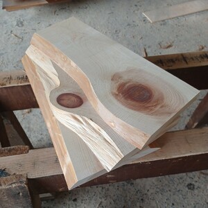 C-1655 　国産ひのき　耳付節板　3枚セット　テーブル　棚板　看板　一枚板　無垢材　桧　檜　DIY