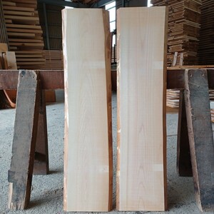 A-1590 　国産ひのき　耳付板　2枚セット　テーブル　棚板　看板　一枚板　無垢材　桧　檜　DIY