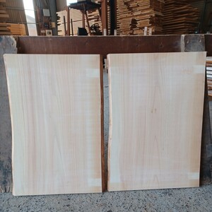 A-1598 　国産ひのき　耳付板　2枚セット　テーブル　棚板　看板　一枚板　無垢材　桧　檜　DIY