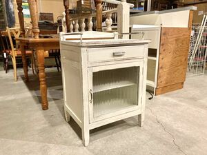 # old furniture white paint. wooden glass cabinet width 56cm molding glass natural wood cupboard cupboard bookcase display shelf old Japanese-style house store furniture Cafe secondhand book #