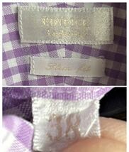 【美品】EDIFICE シャツ メンズ 38 チェック 白×パープル コットン100% 日本製 エディフィス_画像4