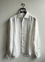 【美品】EDIFICE シャツ リネンシャツ メンズ M 白 ALBIATE リネン100% エディフィス_画像2