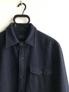 【美品】BEAMS PLUS シャツ 長袖 メンズ M ネイビー 紺 ウール カシミヤ 日本製 ビームス プラス