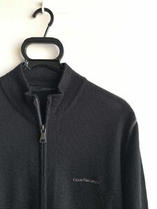 【美品】Calvin Klein Jeans ニット セーター メンズ M ブラック 黒 ジップアップ カルバン クライン ジーンズ