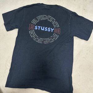 【希少】stussy 半袖Tシャツ　黒　WORLDWIDE ワールドワイド　ステューシー　1980 プリントロゴ　Sサイズ
