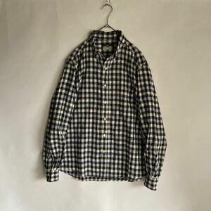 [ beautiful goods ] SHIPS Ships pima cotton flannel button down shirt block check Basic largish navy series size XL sk