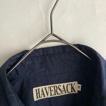 【美品】 HAVERSACK 日本製 ハバーサック ラウンドカラー ワークシャツ 定番 タイプライター生地 ネイビー 無地 size M sk_画像5