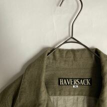 【美品】 HAVERSACK 日本製 ハバーサック グリーンデニム シャツ ジャケット ブルゾン型 ワーク アジャスターボタン カーキ系 size M sk_画像5