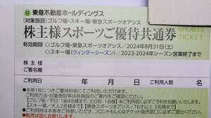 【東急不動産株主優待券】株主様 スポーツご優待共通券 スキー場 リフト券 1枚