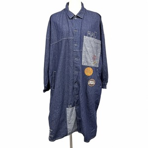  Drug Store's drug store's Denim рубашка One-piece туника кнопка останавливать длинный рукав свинья свинья вышивка хлопок 100% F темно-синий темно-синий женский 