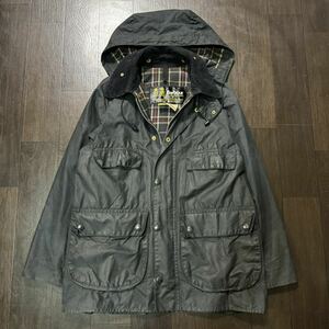 【ターコイズネイビー】C36 Vintage Barbour BEDALE ビンテージ バブアー ビデイル フード付属 4ポケット 2クレスト