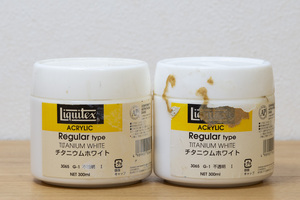 リキテックス レギュラー チタニウムホワイト 3065 G-1 不透明 300ml 2個（若干使用） | Liquitex アクリル絵用具