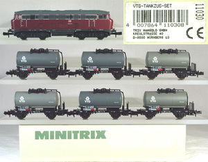 MINITRIX #11030 ＤＢ （旧西ドイツ国鉄） ＶＴＧタンク貨物列車７輌セット（ＢＲ２１６／試作型 ＋ ２軸タンク車 x ６輌）