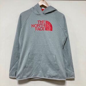 お1345 THE NORTH FACE ノースフェイス プルオーバー ジャージパーカー M レディース ビッグロゴ グレー