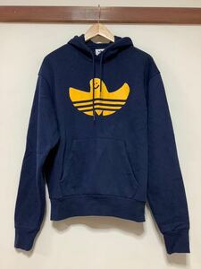 あ1344 adidas originals アディダス マークゴンザレス ビッグロゴ スウェットパーカー HOODIE フーディ M ネイビー 裏起毛