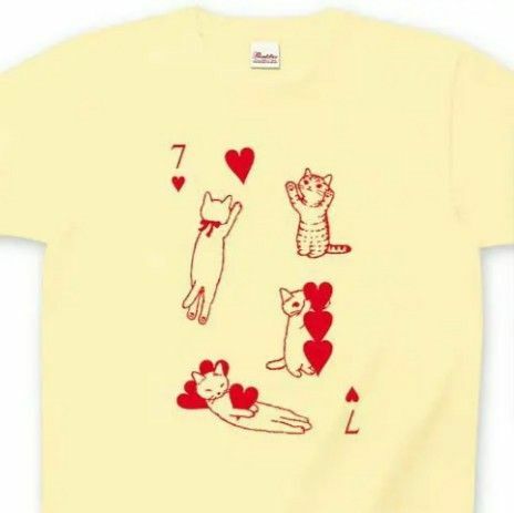 Pottering Cat ポタリングキャット Tシャツ トランプ柄 WS イエロー