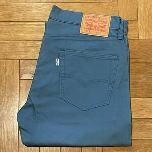 LEVI'S リーバイス511 W34L32 ストレッチピケカラージーンズ 中古品 ターコイズブルー カンボジア製ストレッチ生地 カラーパンツ スリム