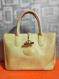 LONGCHAMP ロンシャン トートバッグ ベージュ エナメル 553