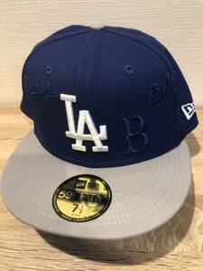 お宝放出　大谷翔平　山本由伸　激レア　ドジャース　MLB NEWERA ニューエラ　青　ブルー　59FIFTY 7 1/2　ブルックリン　隠れデザイン