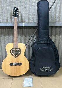 【た-2-90】中古品 ZEMAITIS コンパクトギター CAM-60H ゼマイティス アコースティックギター ハート 弦楽器 ケース付属 
