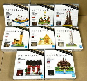 【た-2-117】新品未使用品 ナノブロック nanoblock 8点まとめ 世界最小級ブロック オペラハウス/ビッグベン/ピラミッド/雷門など 現状品