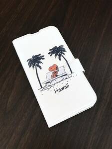 即決★iPhone 15用スタンド機能付き手帳型レザーケース★HAWAII ハワイ日焼けスヌーピー★送料無料