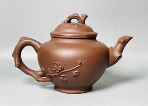 中国宜興 急須 中国美術 唐物 茶壺 湯杏明 在銘　中国宜興 紫砂 梅図