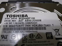 送料込み！ 東芝 HDD 使用時間 1010時間/ MQ04ABF100/1TB 7mm // 2.5インチ SATA _画像2