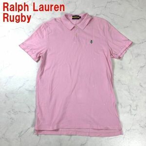 A45 ラルフローレンラグビー 半袖ポロシャツ 綿 大きいサイズ ピンクRalph Lauren Rugby コットン ワンポイント刺 XL