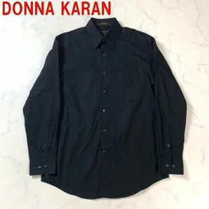 A67 ダナキャラン 長袖シャツ 綿 コットン系 黒 ブラック DONNA KARAN L相当 15の画像1