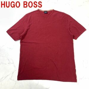 A357 ヒューゴボス 半袖Tシャツ カットソー 綿 ボルドー 赤系HUGO BOSS コットン レッド ワインレッド L