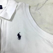 A475 ラルフローレン ノースリーブ ポロシャツ 綿 ワンポイント 白 Ralph Lauren コットン ホワイト 刺繍 160_画像3