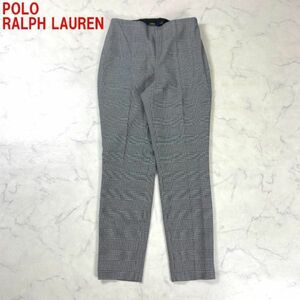 A642 ポロラルフローレン カジュアルパンツ 綿 チェック グレー POLO RALPH LAUREN コットン ストレッチ テーパード L相当 ８