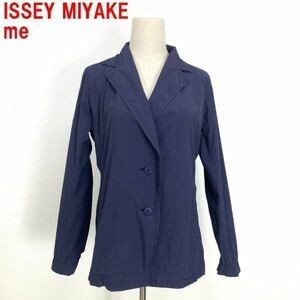 A674 イッセイミヤケ ミー テーラードジャケット ナイロン 紺 ISSEY MIYAKE me ネイビー 薄手 フォーマル 裏地なし M相当