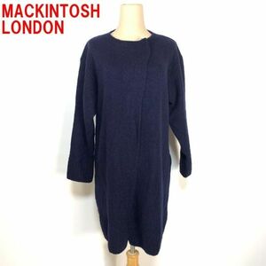 A1339 マッキントッシュロンドン ロングカーディガン ウール 紺 MACKINTOSH LONDON ノーカラー カシミヤ ネイビー 38